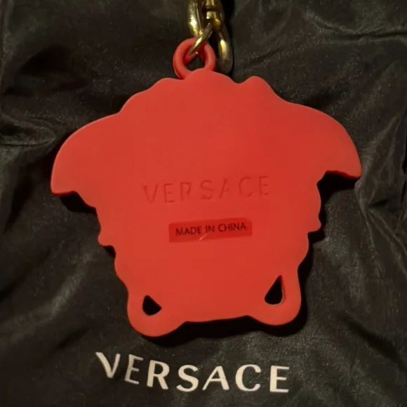 Versace Red Medusa Keychain & Dust Bag NEW - Picture 3 of 4